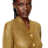 m-millo Gerippte Strickjacke mit Glanzeffekt