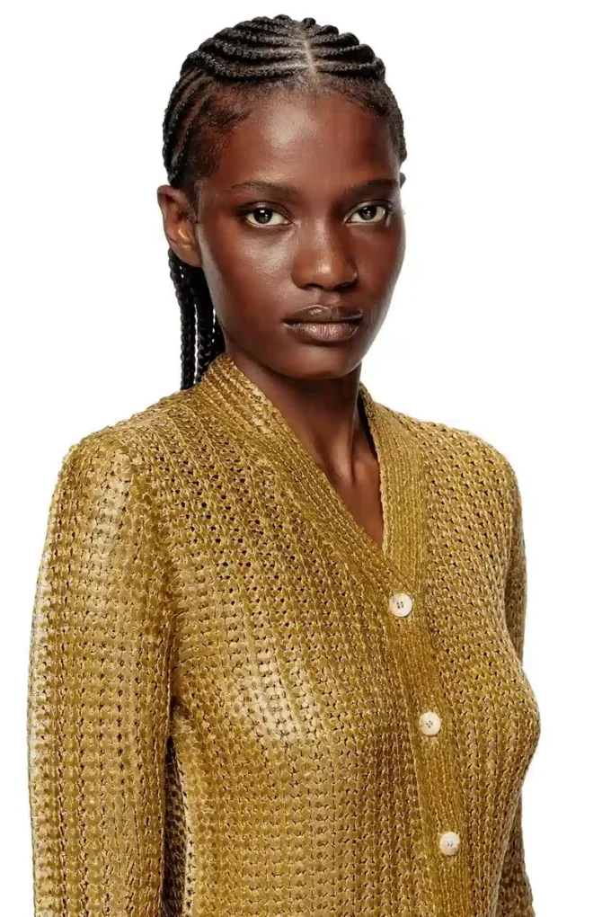 m-millo Gerippte Strickjacke mit Glanzeffekt