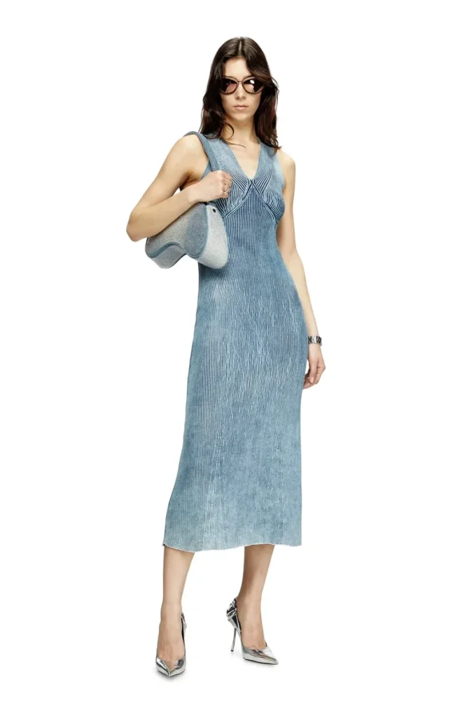 m-milong Midikleid aus Denimgarn mit Glanzeffekt