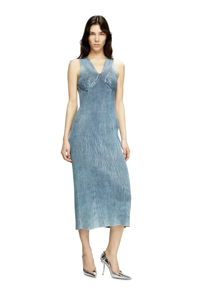 m-milong Midikleid aus Denimgarn mit Glanzeffekt
