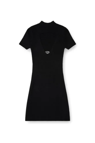 m-olympe Kurzes Kleid mit Cut-outs aus geripptem Wollstrick