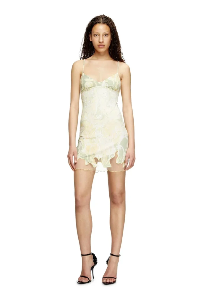 Mini-Kleid aus Nylon mit Heraldic-Print und d-Inlay