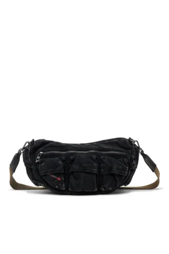Multi-Pkts-Umhängetasche x Multi-Pkts-Multipocket-Tasche aus gewaschenem Denim
