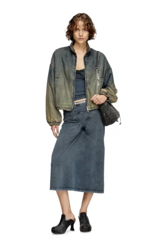 o-alline Midirock aus Jersey in Denim-Optik