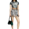 o-lane Nylon-Minirock mit Heraldic-Print