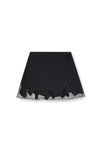 o-lane-r1 Nylon-Minirock mit Tüll-Einsatz