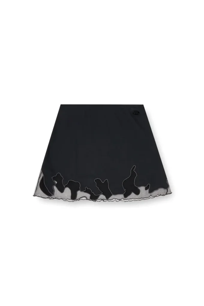o-lane-r1 Nylon-Minirock mit Tüll-Einsatz