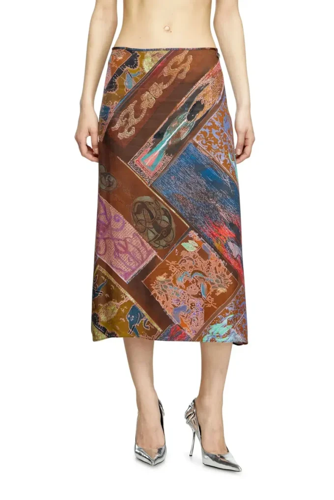 o-rchid Viskose-Midirock mit Heraldic-Print o-rchid Viskose-Midirock mit Heraldic-Print