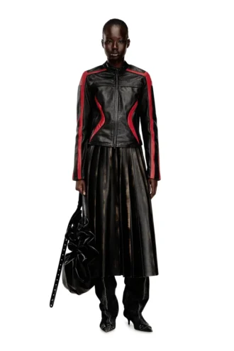 o-saka Midirock mit Plissee und Used-Look