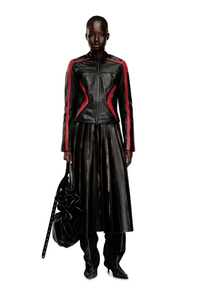 o-saka Midirock mit Plissee und Used-Look