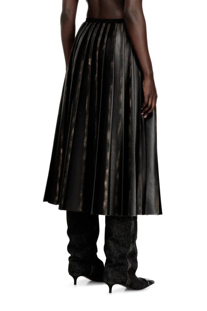 o-saka Midirock mit Plissee und Used-Look