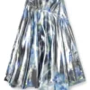 o-zulie-s2 Metallic-Midirock mit verschwommenem Rosenprint