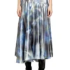 o-zulie-s2 Metallic-Midirock mit verschwommenem Rosenprint