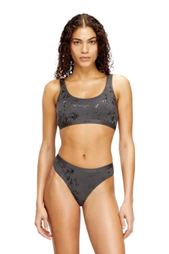 oriba-gft Stretch-Baumwoll-Bralette mit Metallic-Print