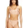 oriba-gft Stretch-Baumwoll-Bralette mit Metallic-Print
