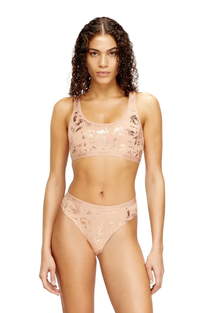 oriba-gft Stretch-Baumwoll-Bralette mit Metallic-Print