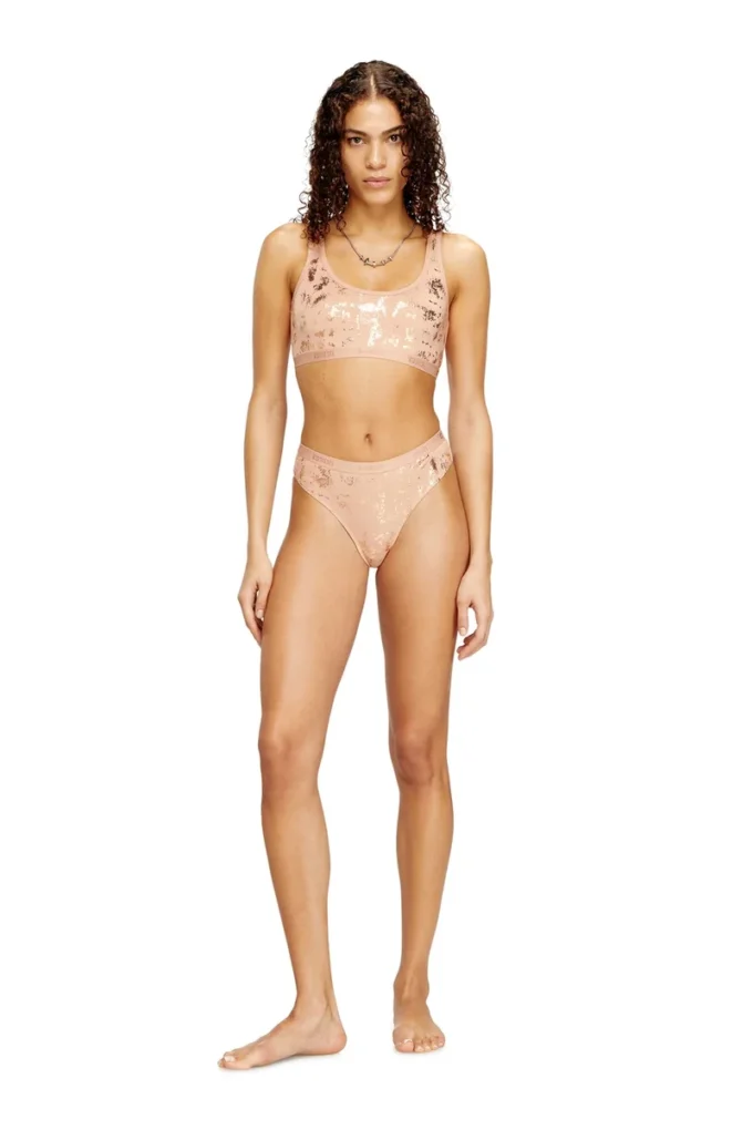 oriba-gft Stretch-Baumwoll-Bralette mit Metallic-Print