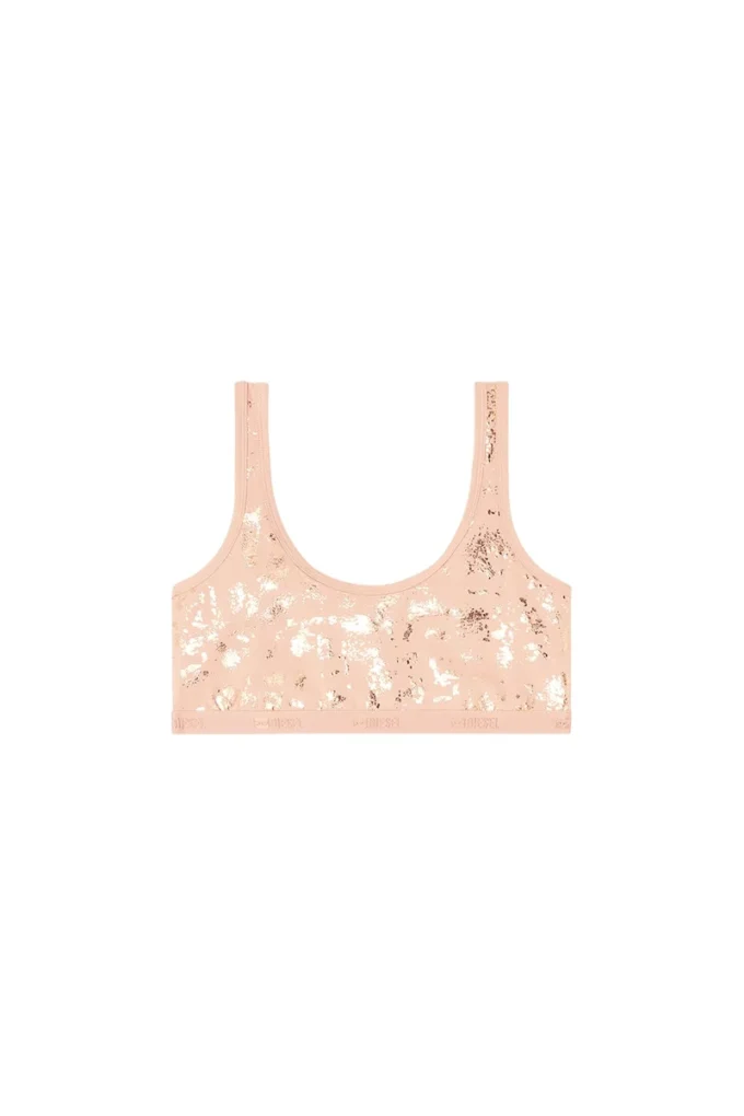 oriba-gft Stretch-Baumwoll-Bralette mit Metallic-Print