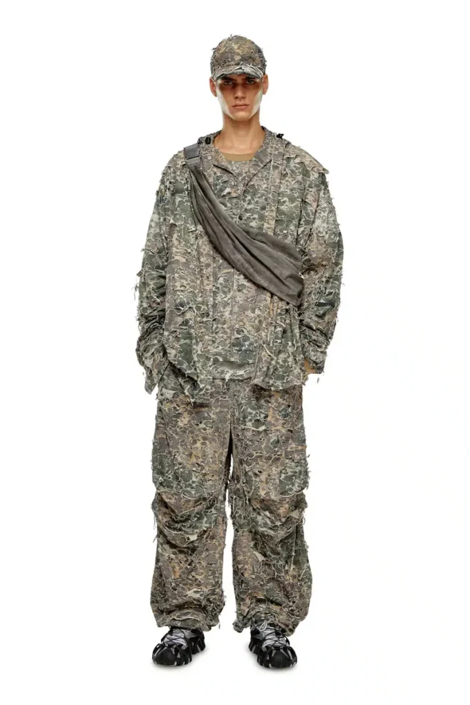 p-hokney Camo-Hose mit Destroyed-Effekt