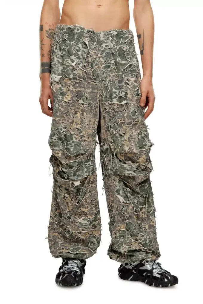 p-hokney Camo-Hose mit Destroyed-Effekt