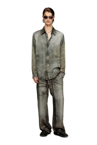 p-theck-lkct Elastische Hose aus Viskose in Denim-Optik
