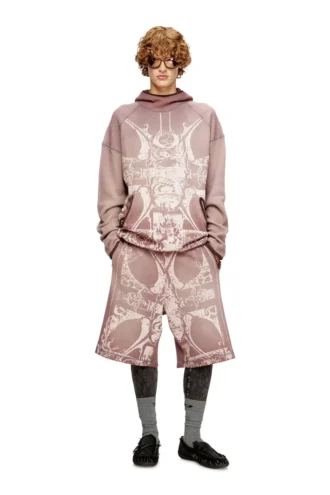 p-warky-short Waffel-Shorts mit mittelalterlichem Print