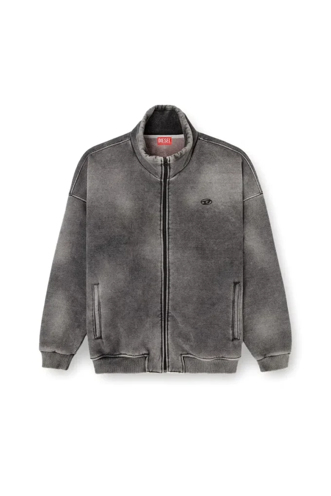 s-batel-v1 Mit Teddyfutter gefütterte Jacke mit Reißverschluss und Denim-Effekt