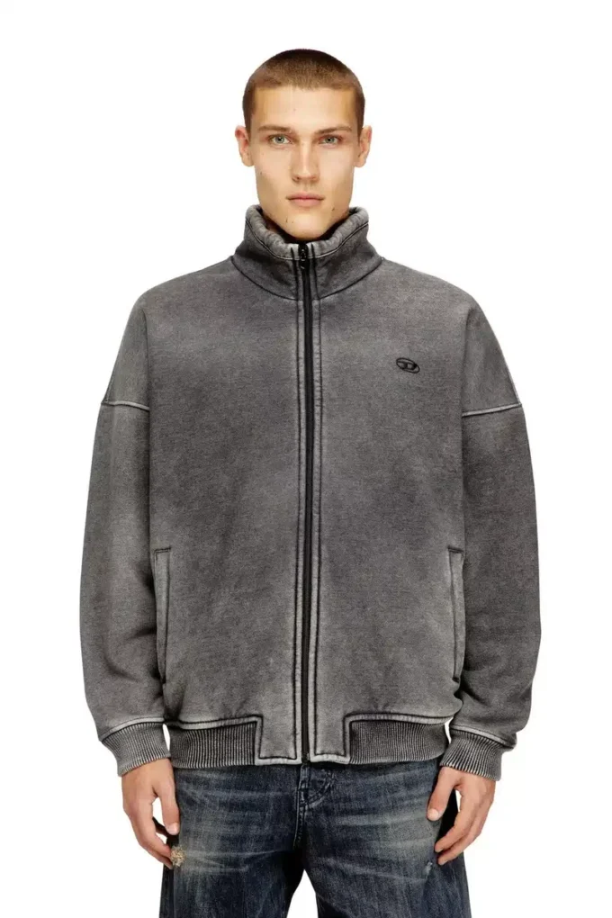 s-batel-v1 Mit Teddyfutter gefütterte Jacke mit Reißverschluss und Denim-Effekt