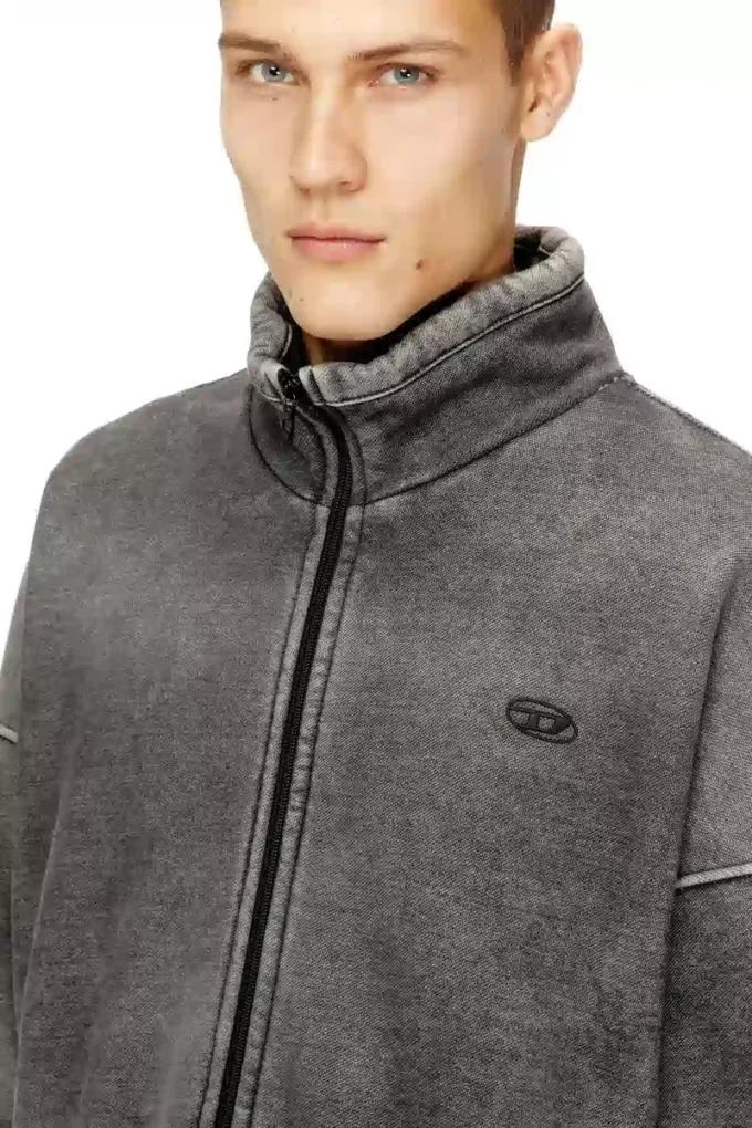s-batel-v1 Mit Teddyfutter gefütterte Jacke mit Reißverschluss und Denim-Effekt