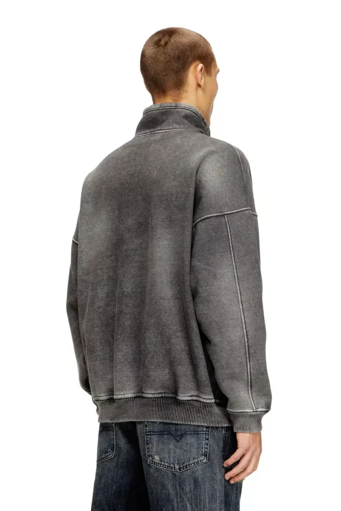 s-batel-v1 Mit Teddyfutter gefütterte Jacke mit Reißverschluss und Denim-Effekt