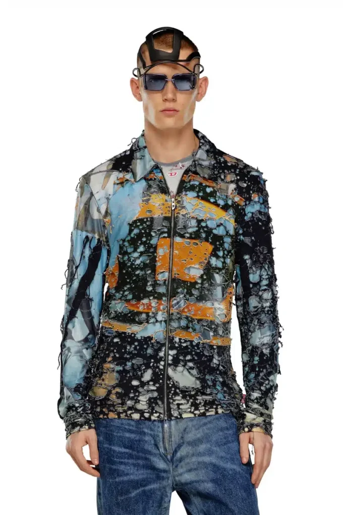 s-corn-peel Destroyed-Hemd mit Kino-Prints