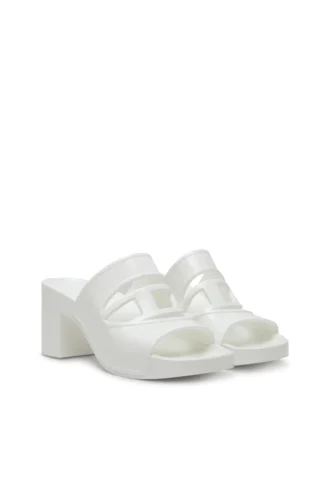 sa-bonnie Sa-Bonnie-Heeled Gummi-Pantoletten mit ausgeschnittenem Logo