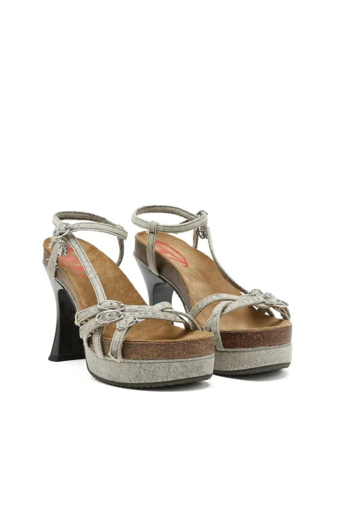 Sandale d-woodstock 105 Plateau-Sandalen D-Woodstock-Strappy aus Denim Sandale d-woodstock 105 Plateau-Sandalen D-Woodstock-Strappy aus Denim