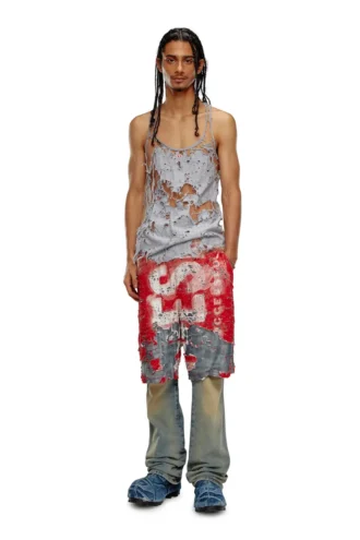 Shorts mit p-eel-Logo aus Destroyed-Jersey