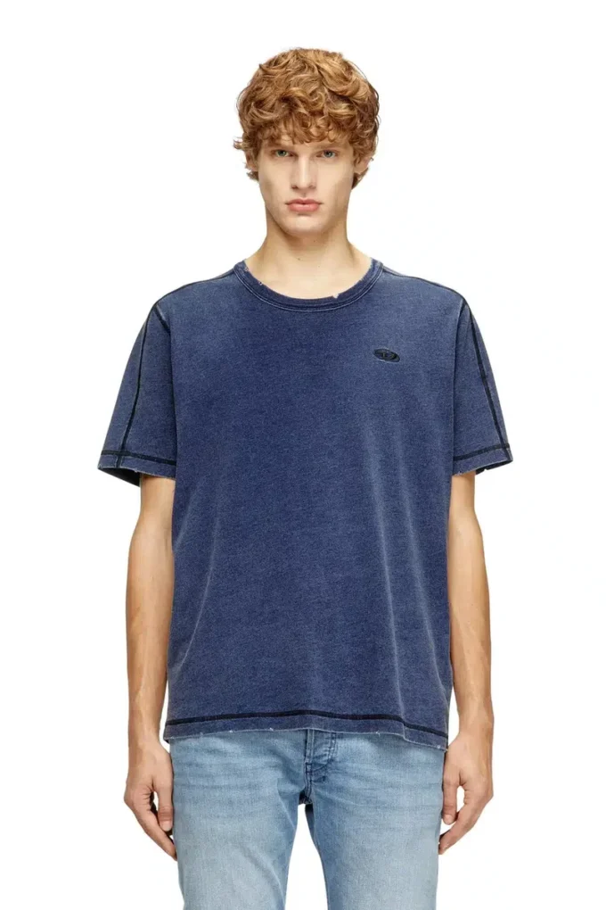 t-adjind-new Distressed T-Shirt mit Denim-Effekt t-adjind-new Distressed T-Shirt mit Denim-Effekt