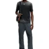 t-adjust-t1 Verblasstes T-Shirt mit ausgeschnittenem ovalem D