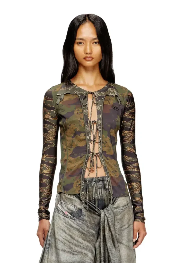 t-afry Strickjacke mit gemischten Camouflage-Prints