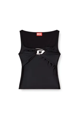 t-amai Nylon-Jersey-Oberteil mit Rüschen