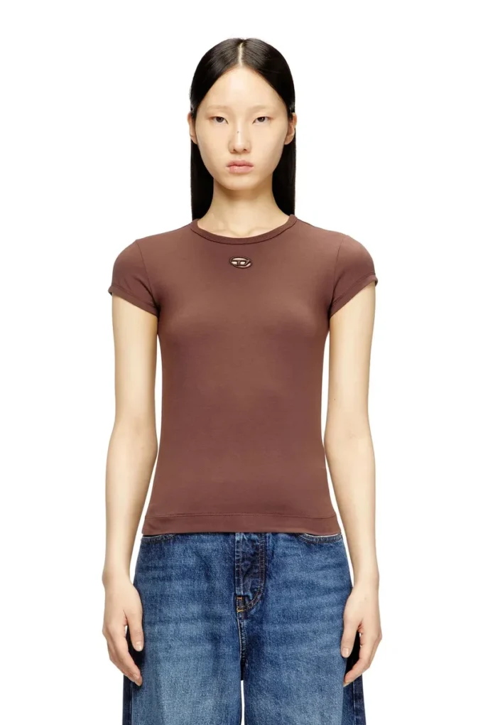 t-angie-od T-Shirt mit ausgeschnittenem, gesticktem Logo