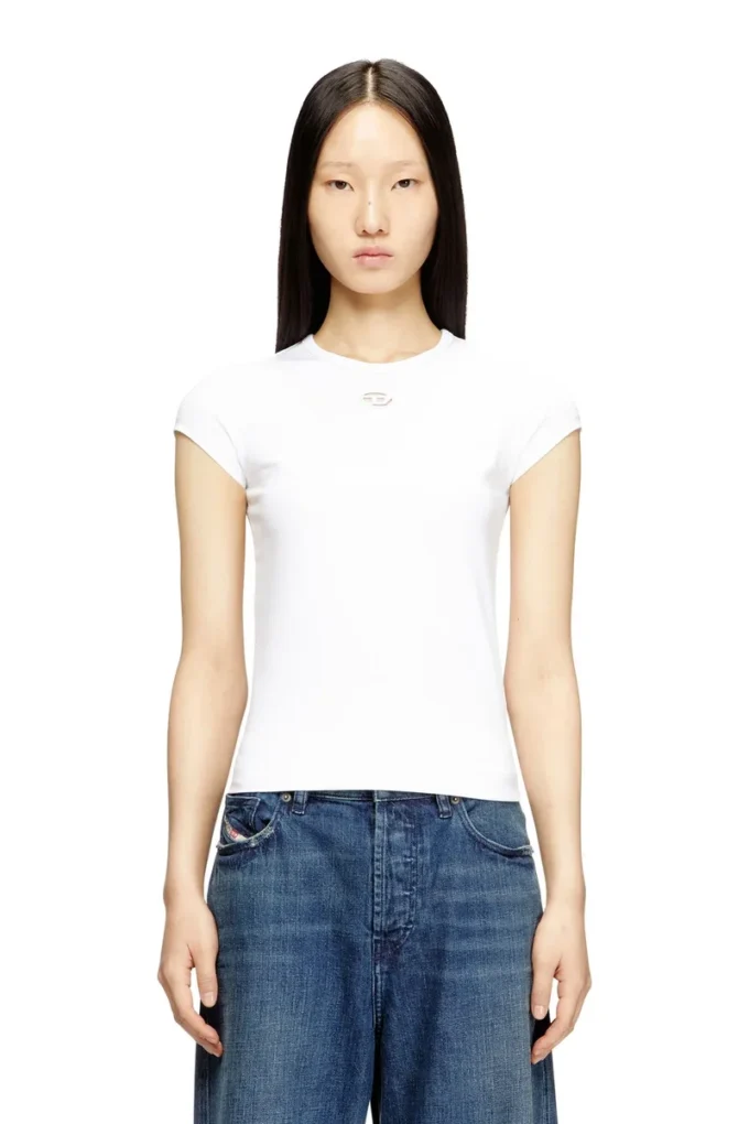 t-angie-od T-Shirt mit ausgeschnittenem, gesticktem Logo