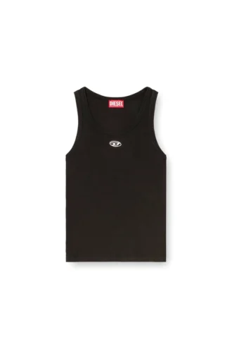 t-anki-od Schlank geschnittenes, geripptes Tanktop mit metallischem Oval D
