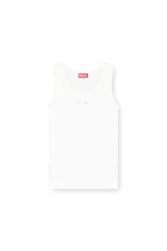 t-anki-od Schlank geschnittenes, geripptes Tanktop mit metallischem Oval D