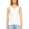 t-anki-od Schlank geschnittenes, geripptes Tanktop mit metallischem Oval D