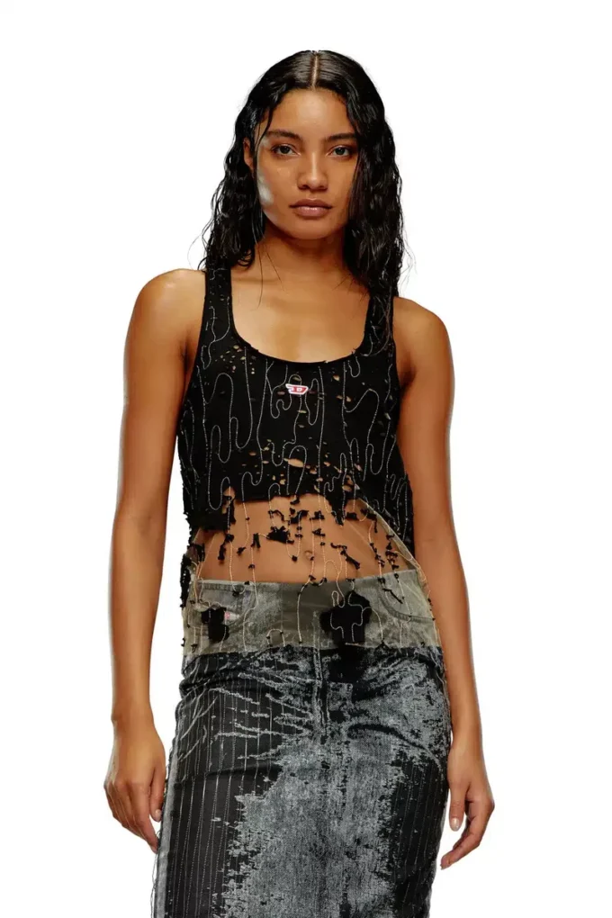 t-bils-dev Tüll-Tanktop mit Destroyed-Jersey