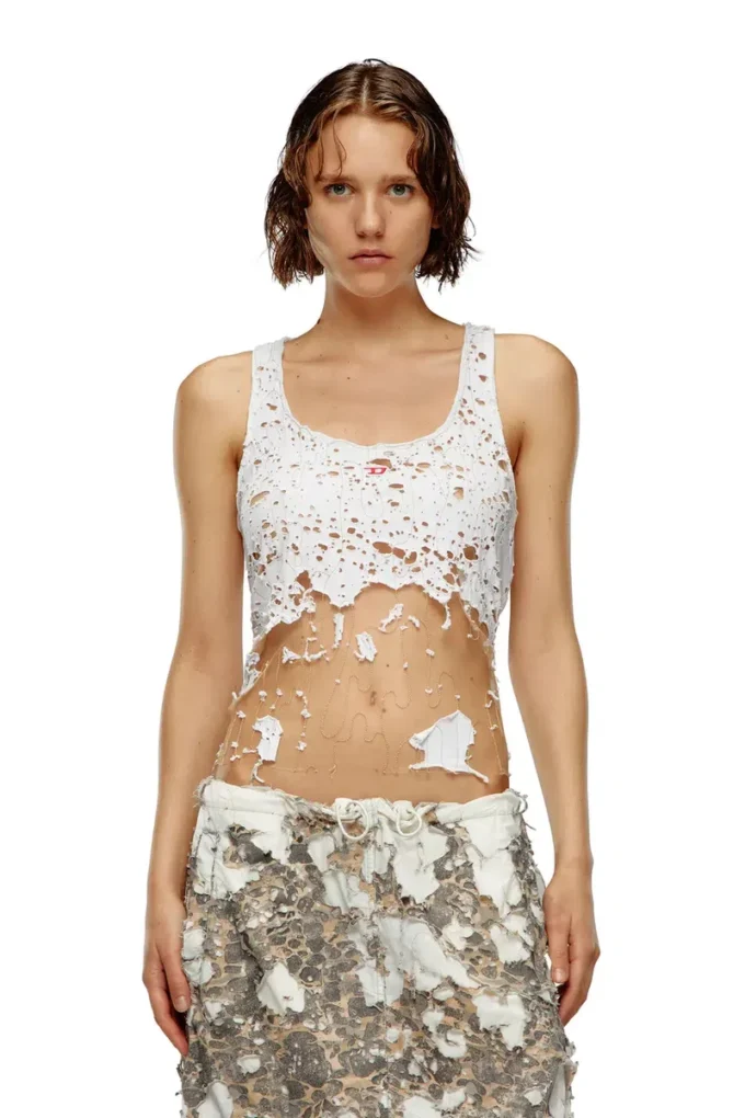 t-bils-dev Tüll-Tanktop mit Destroyed-Jersey