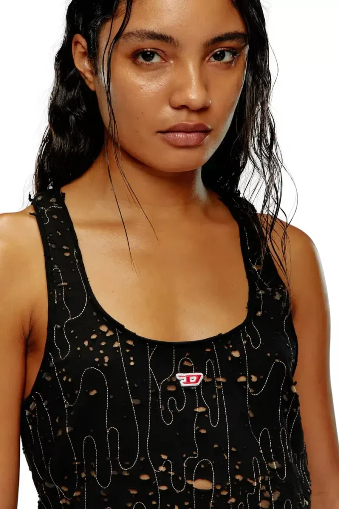 t-bils-dev Tüll-Tanktop mit Destroyed-Jersey