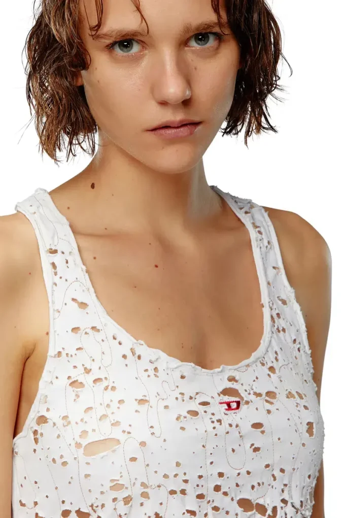 t-bils-dev Tüll-Tanktop mit Destroyed-Jersey