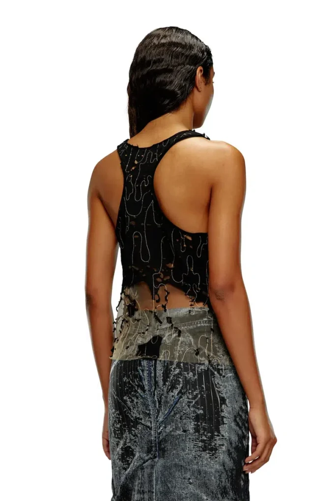 t-bils-dev Tüll-Tanktop mit Destroyed-Jersey