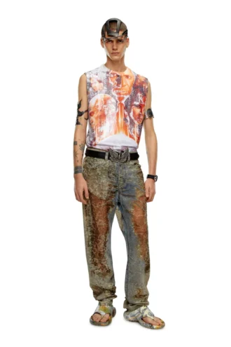 t-birco-p6 Glänzendes Tanktop mit Diesel-Filmdruck
