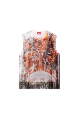 t-birco-p6 Glänzendes Tanktop mit Diesel-Filmdruck
